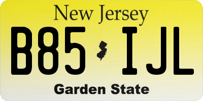 NJ license plate B85IJL