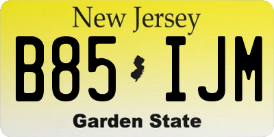 NJ license plate B85IJM