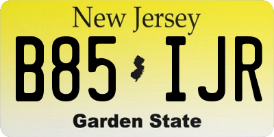 NJ license plate B85IJR