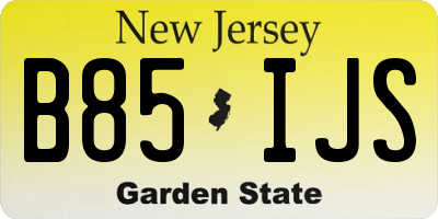 NJ license plate B85IJS