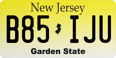 NJ license plate B85IJU
