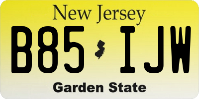 NJ license plate B85IJW