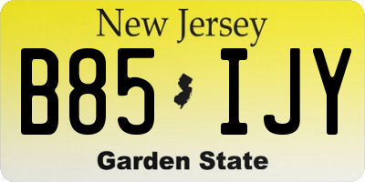 NJ license plate B85IJY