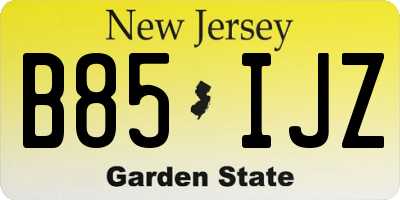 NJ license plate B85IJZ