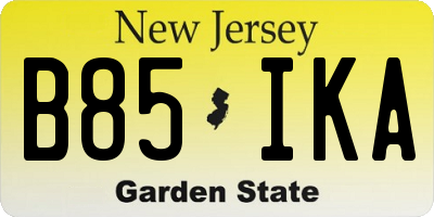 NJ license plate B85IKA