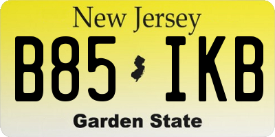 NJ license plate B85IKB