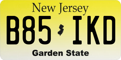 NJ license plate B85IKD