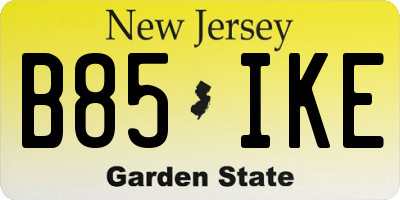 NJ license plate B85IKE