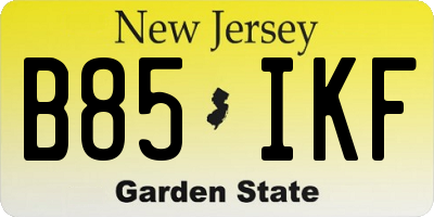 NJ license plate B85IKF