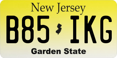 NJ license plate B85IKG