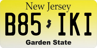 NJ license plate B85IKI