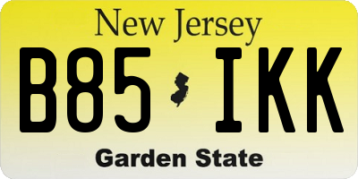 NJ license plate B85IKK