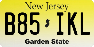 NJ license plate B85IKL