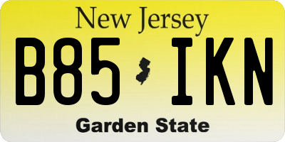 NJ license plate B85IKN