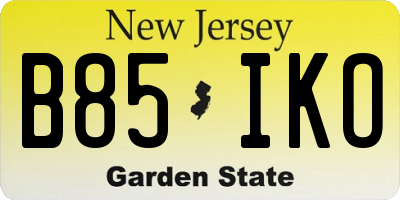 NJ license plate B85IKO