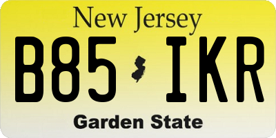 NJ license plate B85IKR