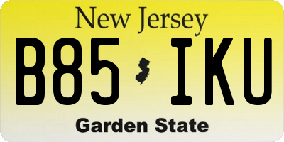 NJ license plate B85IKU