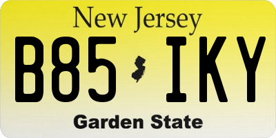 NJ license plate B85IKY
