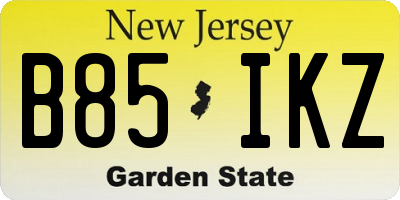 NJ license plate B85IKZ
