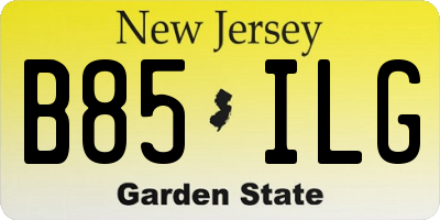 NJ license plate B85ILG