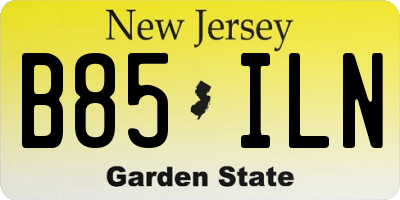NJ license plate B85ILN