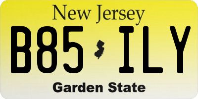 NJ license plate B85ILY