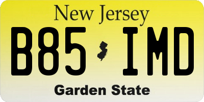 NJ license plate B85IMD