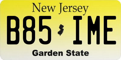 NJ license plate B85IME
