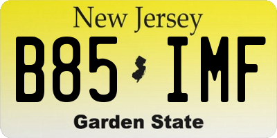 NJ license plate B85IMF