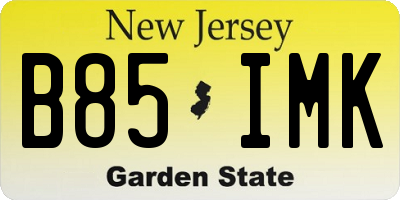 NJ license plate B85IMK