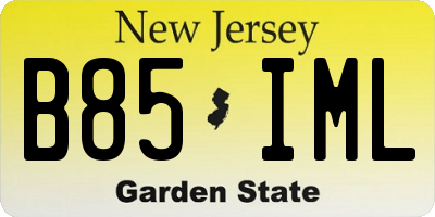 NJ license plate B85IML