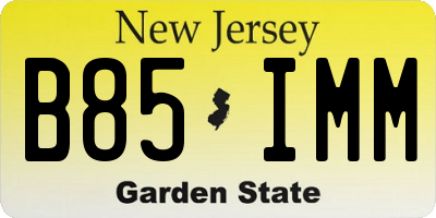 NJ license plate B85IMM