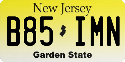 NJ license plate B85IMN
