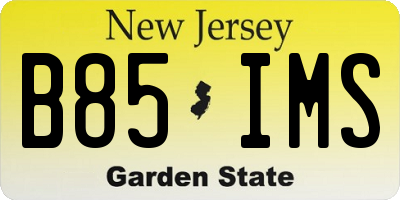 NJ license plate B85IMS