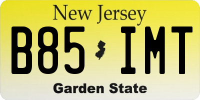 NJ license plate B85IMT