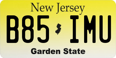 NJ license plate B85IMU