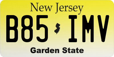 NJ license plate B85IMV