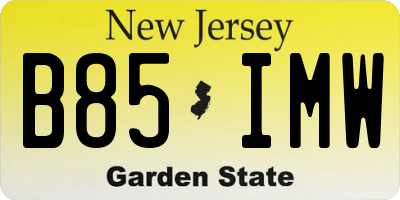 NJ license plate B85IMW