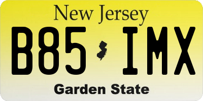 NJ license plate B85IMX