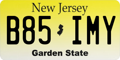 NJ license plate B85IMY