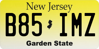 NJ license plate B85IMZ