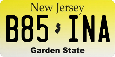 NJ license plate B85INA