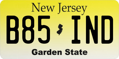 NJ license plate B85IND