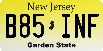 NJ license plate B85INF