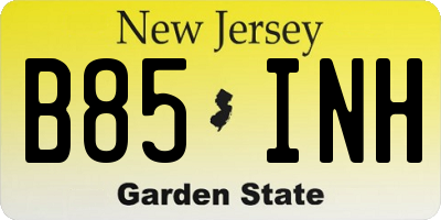 NJ license plate B85INH