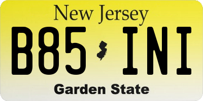 NJ license plate B85INI