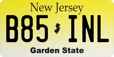 NJ license plate B85INL