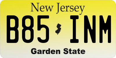 NJ license plate B85INM