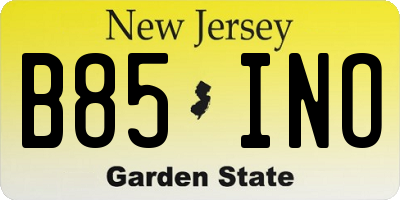 NJ license plate B85INO