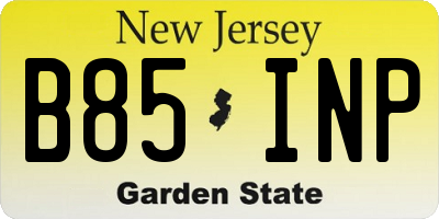 NJ license plate B85INP
